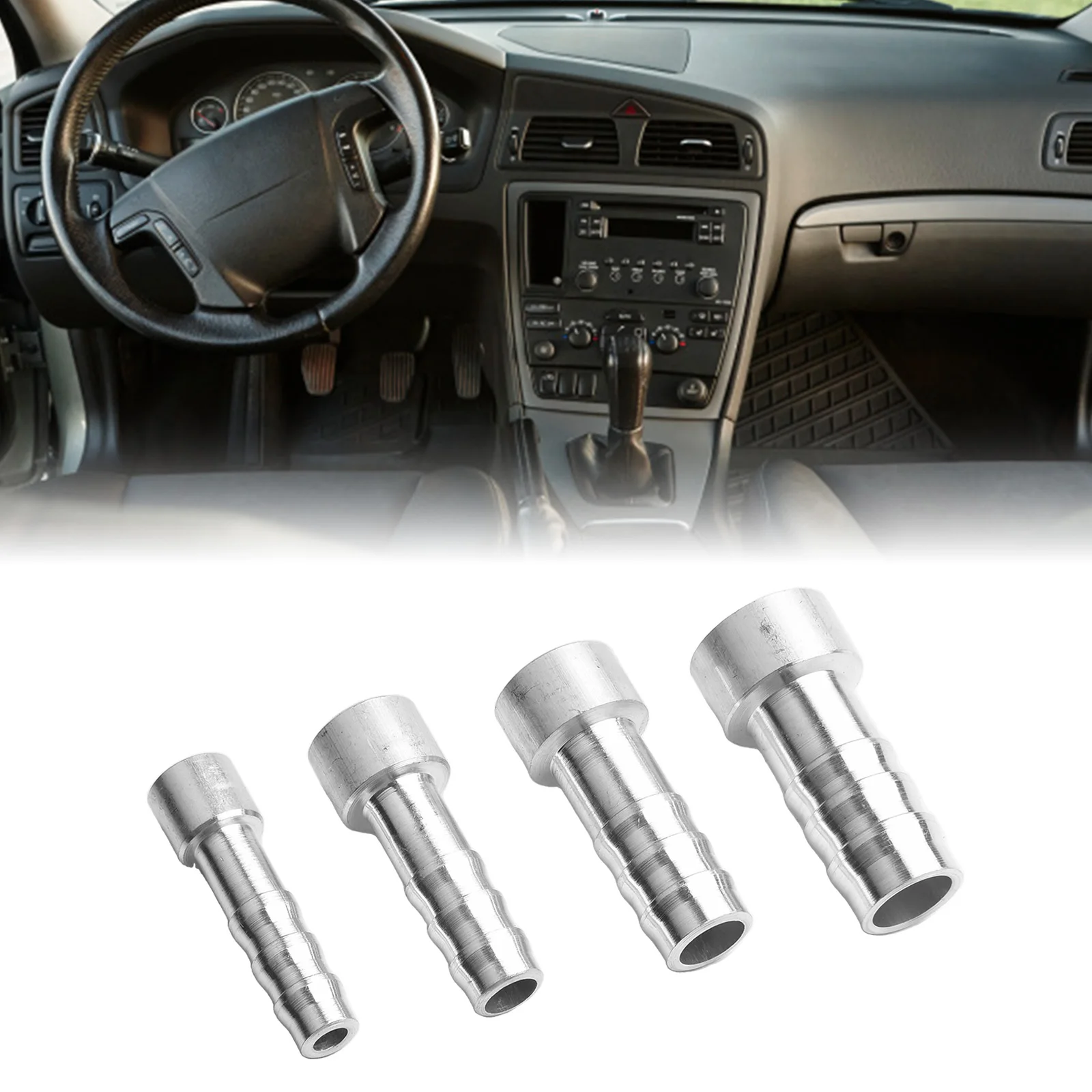 4Pcs Automotive AC Weld Fitting Aluminum Barb Joint For Air Conditioning Pipe 8mm 10mm 13mm 15mm