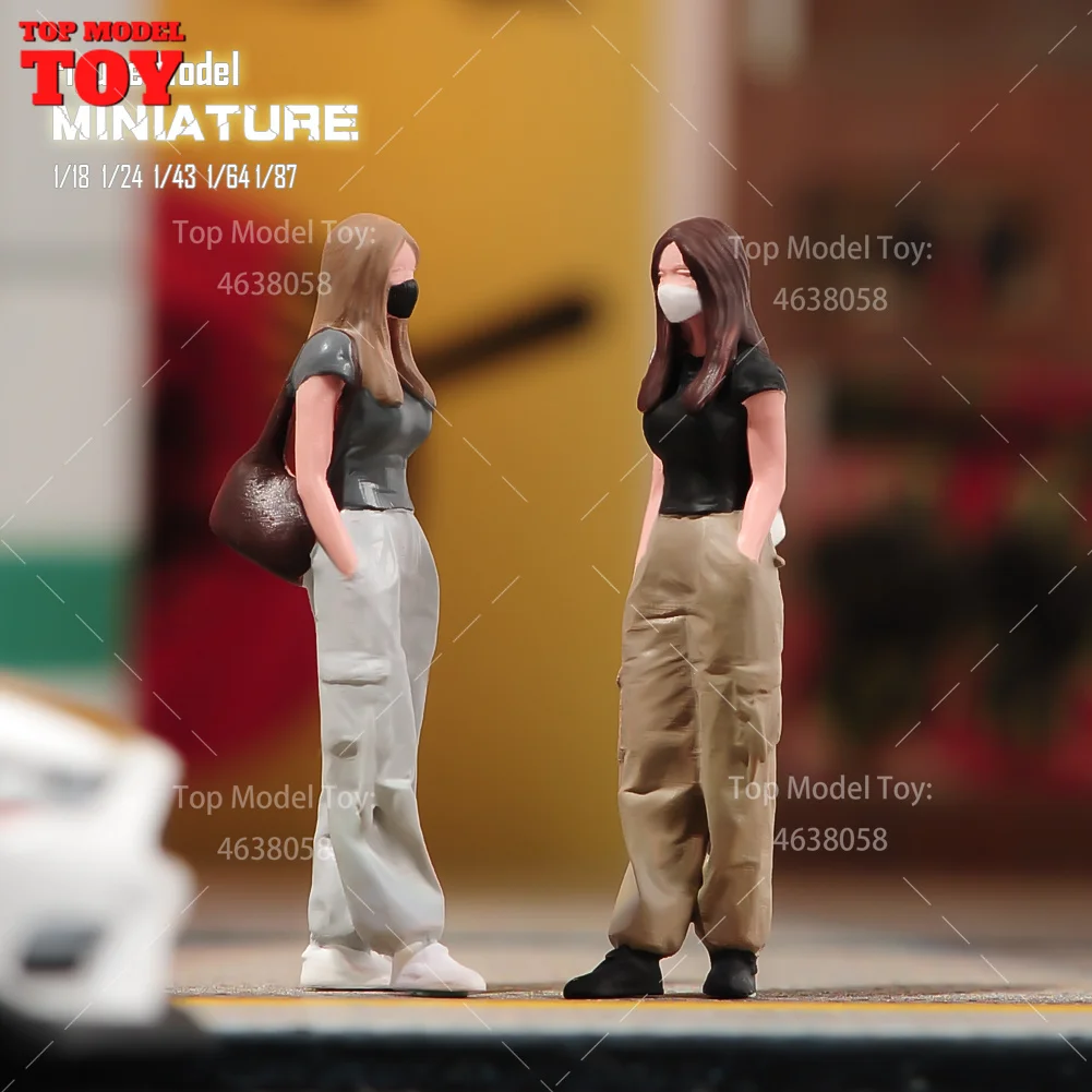 Painted Miniatures 1/24 1/64 1/43 1/87 Standing Leisure Style Beauty Female Scene Figure Doll Unpainted Model For Car Vehicles