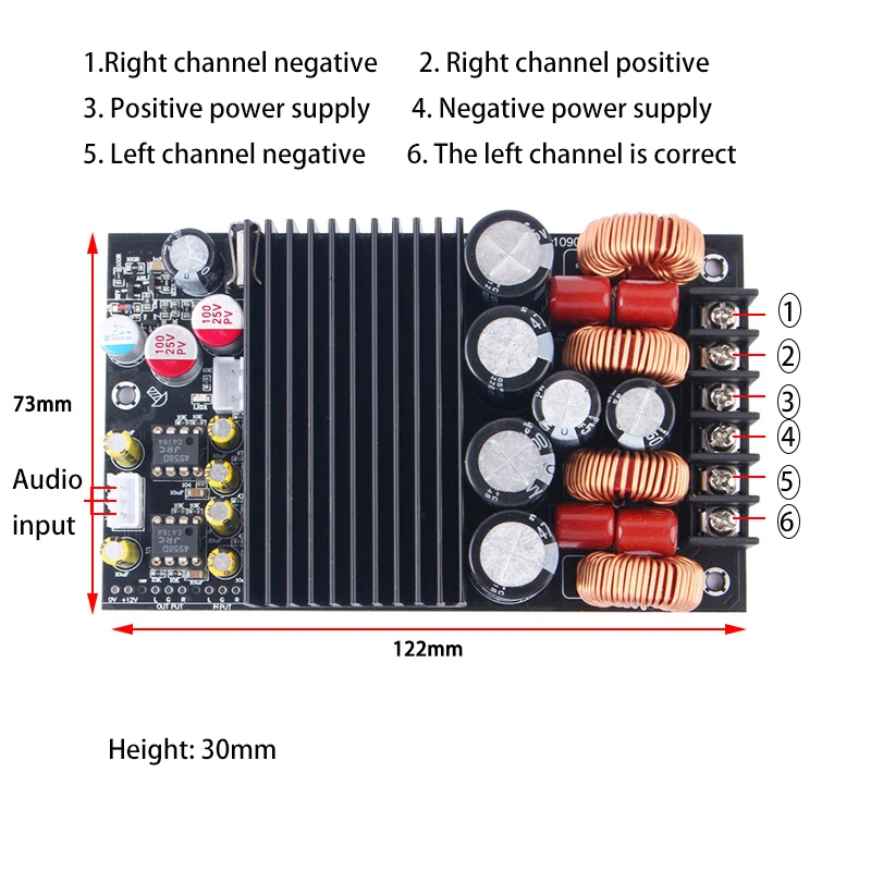 HiFi 스테레오 300W*2 클래스 D 증폭기 디지털 2.0 채널 600W 오디오 전원 보드 전자 부품, 정밀, 안정