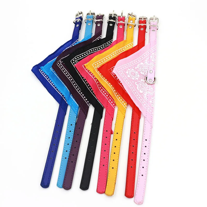 Classic Pet Cat Collar PU Leather Small Dog Scarf Adjustable Puppy Cats Neckerchief trigon Pet Collars Accessories