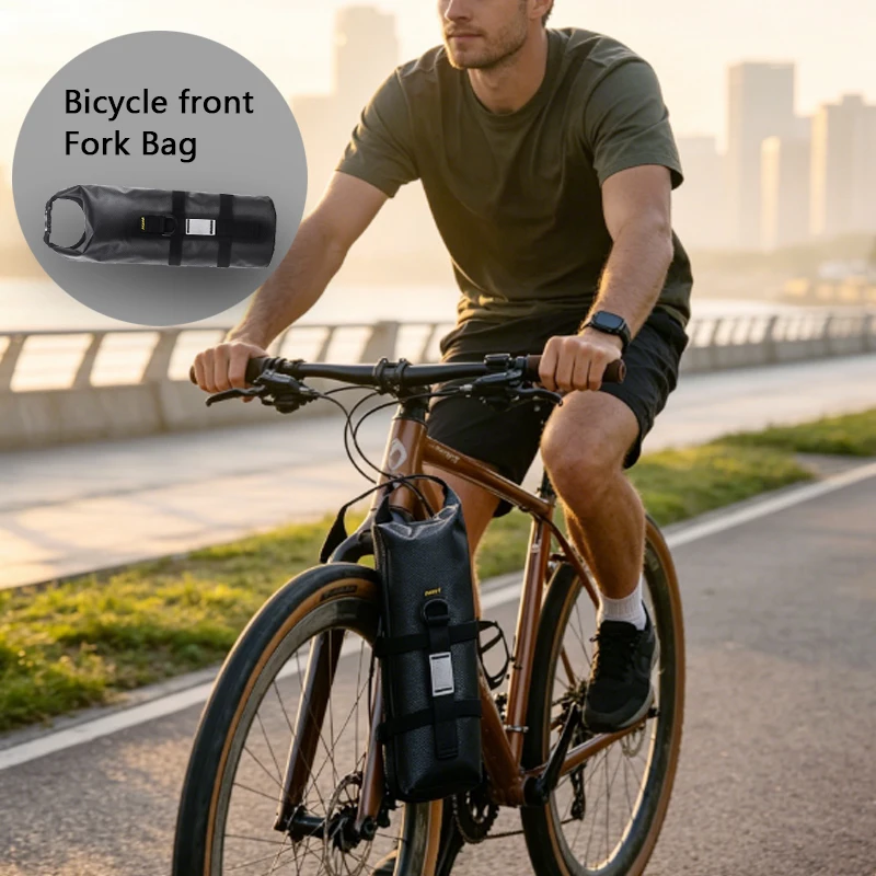 

1pcs Bicycle Front Fork Waterproof Bag,Roll Closure Dry Pack,Universal Fit Bike Fork Bag for Long Distance Cycling Trips