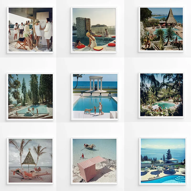 Impressões de Fotografia Vintage para Festa na Piscina, Pôster de Lona de Praia de Verão, Imagens de Parede