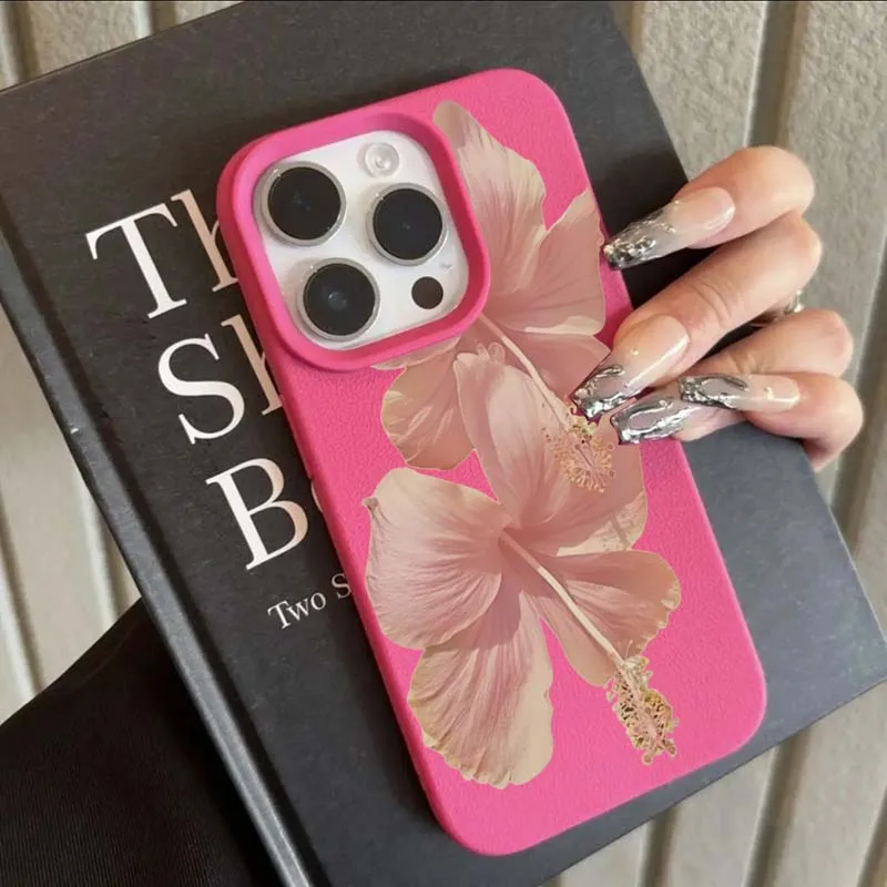 Casing Ponsel Estetika Tinggi Elegan Kembang Sepatu Merah Muda untuk iPhone 16 Pro Max 15 14 13 12 11 XS X XR 16e Plus Sampul Pelindung Anti Jatuh