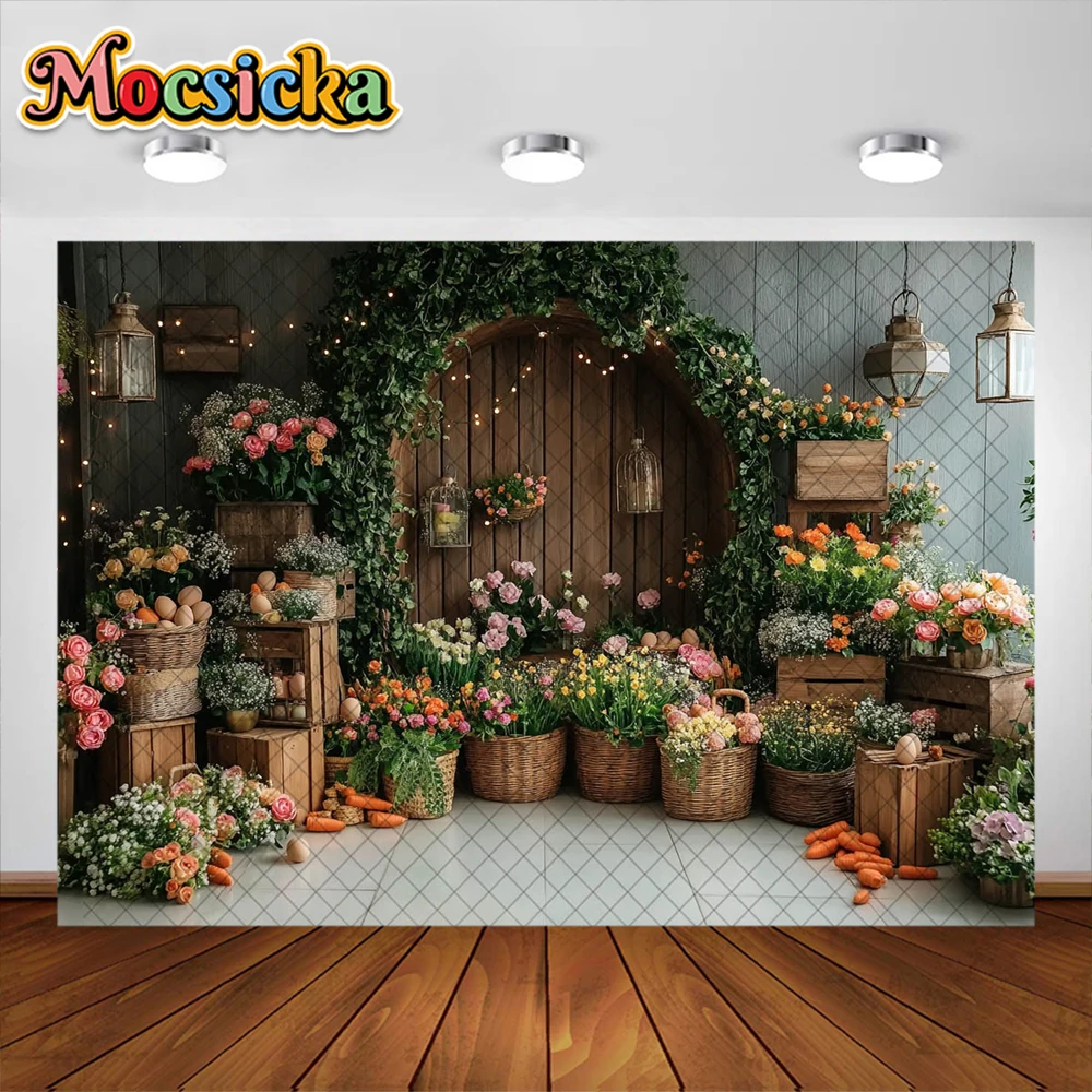 Mocsicka фон для фотосъемки весенняя пасхальная корзина для яиц цветы украшения фон детский торт Smash портретная студия реквизит баннер