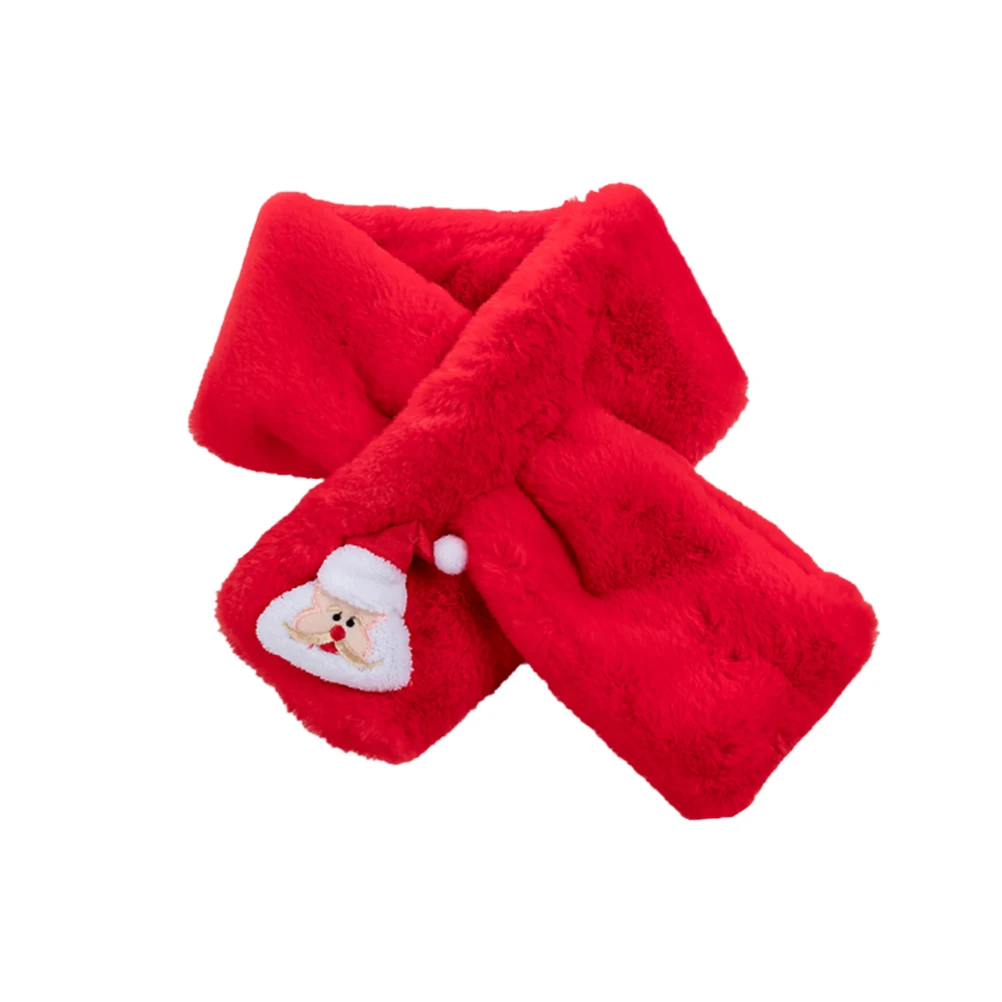 

Santa Claus Pattern Scarf Winter Warm Kid Neckerchief Christmas Present Cross Scarf For Party Christmas Xmas Clothing Decor