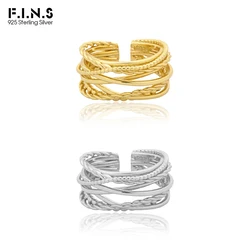 F.I.N.S avvolgimento multistrato personalizzato Real S925 Sterling Silver Twist Bead Lines Wide Open Finger Rings accessori per gioielleria raffinata