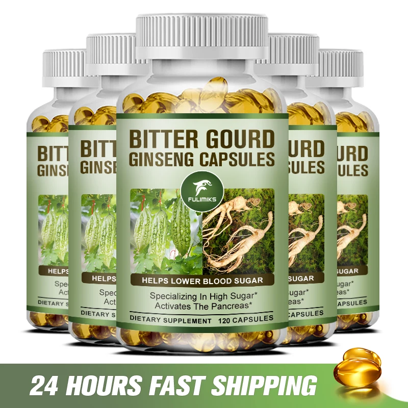 Organic Bitter Melon Ginseng Capsules  - Supports Body, Digestive, Skin, Immune & Overall Wellness , Non-GMO, Gluten Free