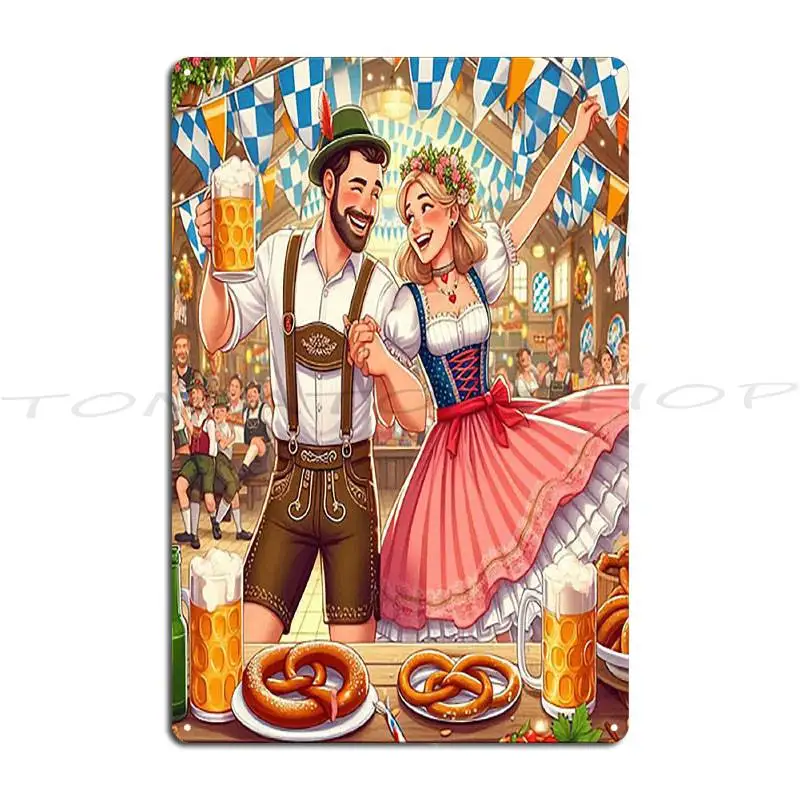 Mona Lisa Oktoberfest Vintage Beer Girls Metal Sign Mural Design Wall Decor Living Room Customized  Tin Sign Poster
