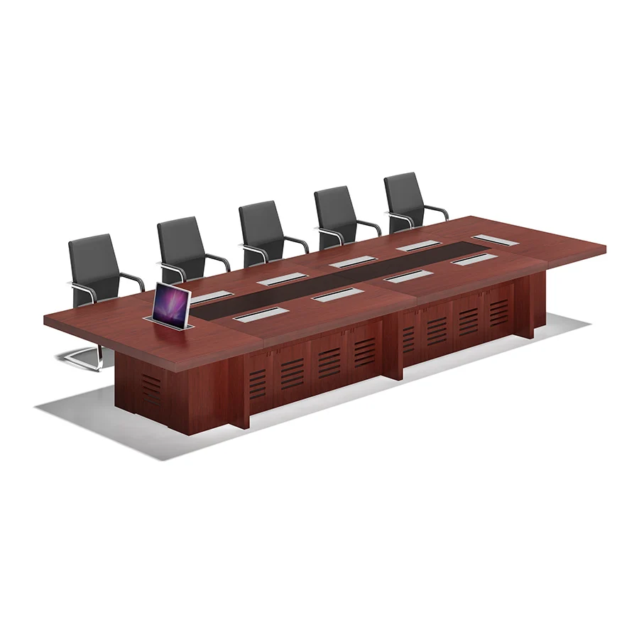 Mesa de conferencias de madera maciza de diseño moderno para oficina, escuela, tablero, muebles grandes para sala de reuniones, precio de fábrica comercial