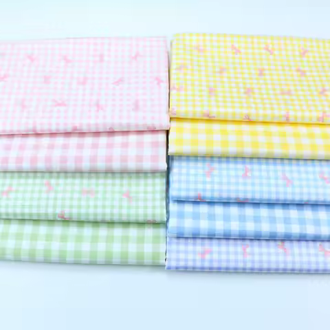 160cm*50cm bow grid cotton fabric DIY bedding apparel dress patchwork fabric kids handwork cotton cloth tecido