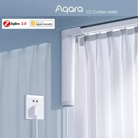 Aqara C2 스마트 커튼 모터 지그비 3.0 및 Aqara 커튼 트랙, 홈 키트 제어 전동 전기 레일 시스템, 스마트 홈용 Aqara C2 스마트 커튼 모터 지그비 3.0 및 Aqara 커튼 트랙, 홈 키트 제어 전동 전기 레일 시스템, 스마트 홈용