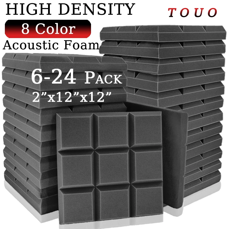 

TOUO Studio Acoustic Foam 6 12 24pc High Density Soundproof Foam Wall Soundproofing Bedroom Acoustic Treatment Home Accessories