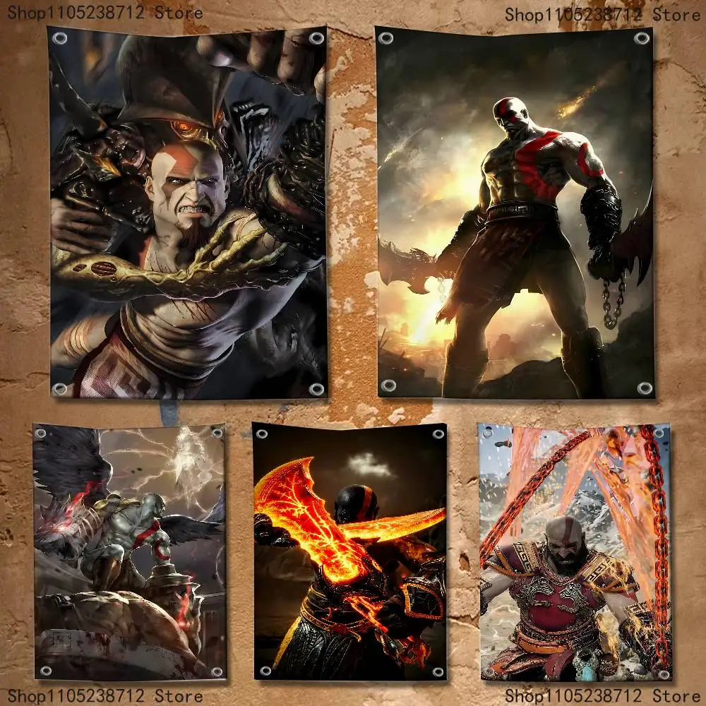 

Game K-Kratos G-Gods W-War Flag Tapestry Banner For Bedroom Outdoor Living Room Restaurant Bar Wall Decor Party