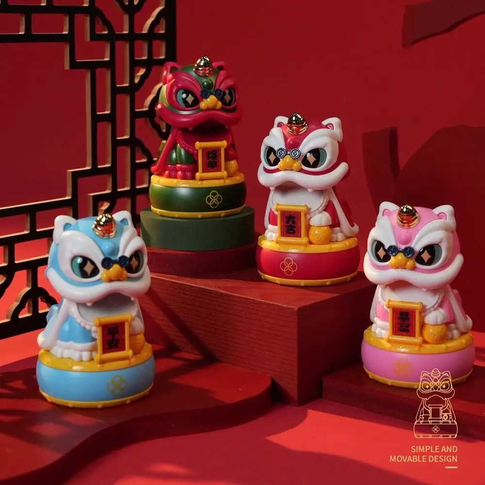 Automatic Nodding Head Solar Powered Dancing Lion Toys Lucky Lion Figurine DIY Greetings Desktop Wake Lion Statue Cute Cartoon