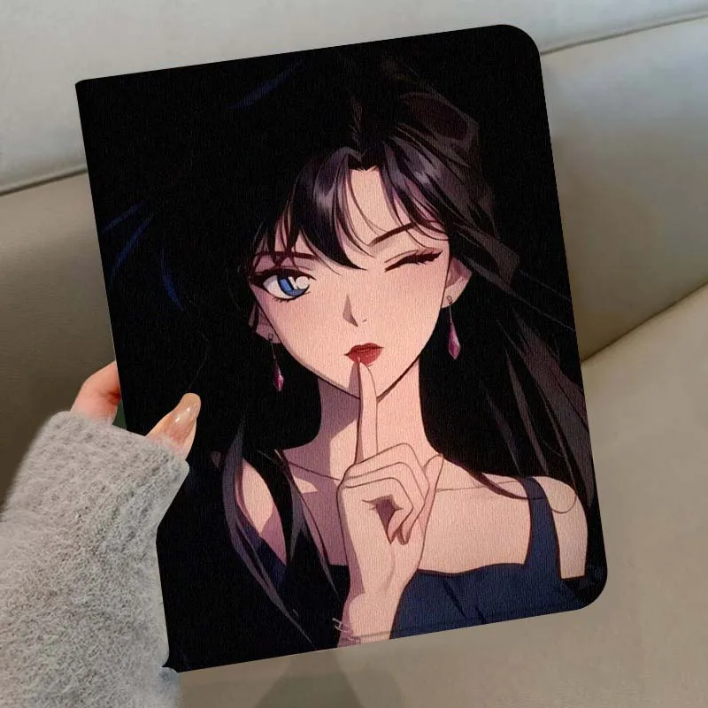 Cartoon Winking Black Hair Soft For Samsung Galaxy Tab S11 S10 S9 S8 S7 S6 A9 A8 A11 Lite FE Plus Pen Tray Tablet Case