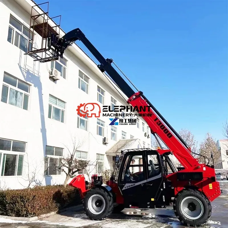Telescopic Handler for Sale, 4x4 Rough Terrain Telescopic Forklift Heavy-Duty 4-10m Reach Telehandler for Outdoor Construction