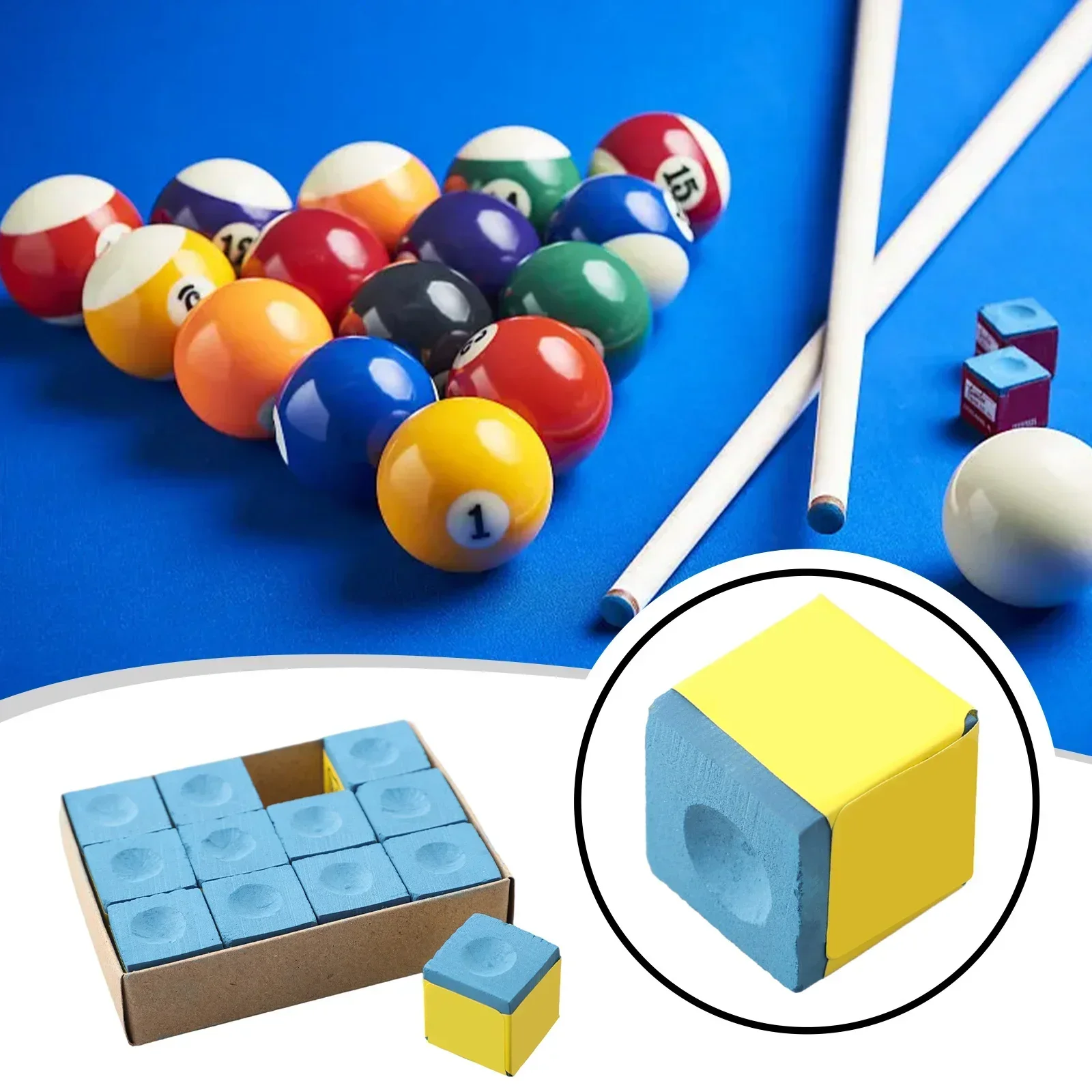 Cubes Cubes Chalks Pool Cue Chalk Pool Cue Chalk 12PCS Billiards Blue High Quality Pool Billiards New Practical