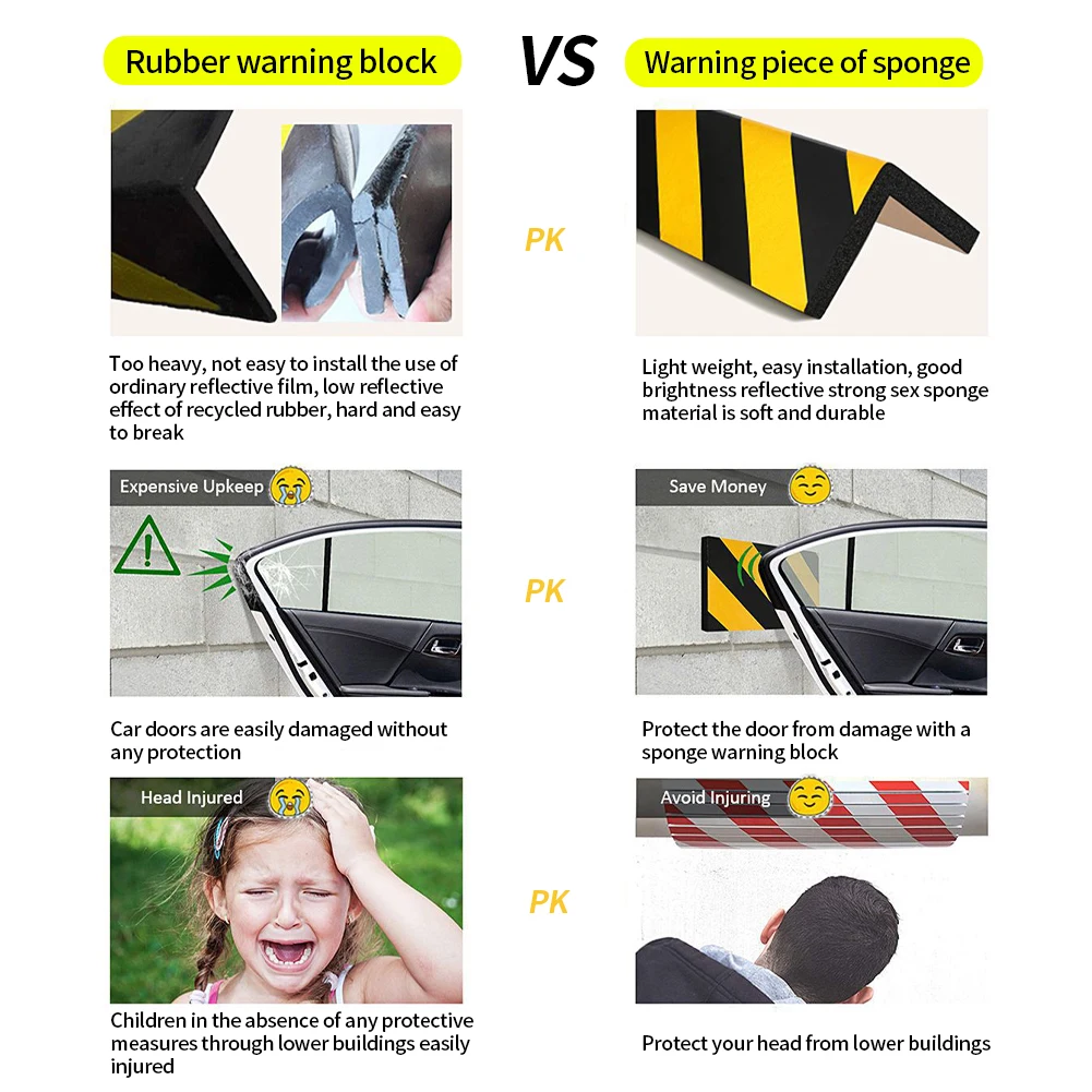 New 40x15x1.5cm Car Foam Garage Door Bumper Protection Exterior Anti Scratch Adhesive Foam Warning Sign Parking Protector