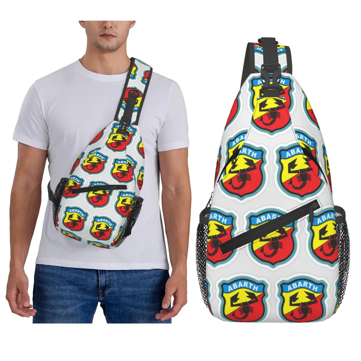 Abarth C حقيبة صدر رائعة للرجال حقيبة ظهر كروس بودي حقيبة صدر للسفر والمشي لمسافات طويلة حقيبة كتف Daypack