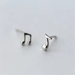 New Simple Fashion Jewelry 925 Sterling Silver Women Musical Notes Asymmetry Sweet Exquisite Stud Earrings