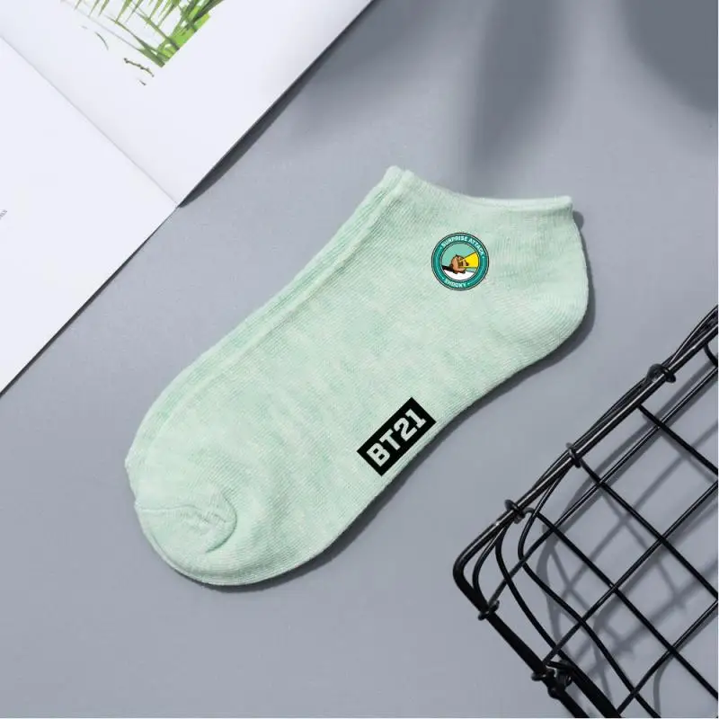 3 Pairs Anime Cartoon Bt21 Tata Cooky Chimmy Socks Summer New Women's Casual Cute Knitted Printed Cotton Socks Gift for Friends