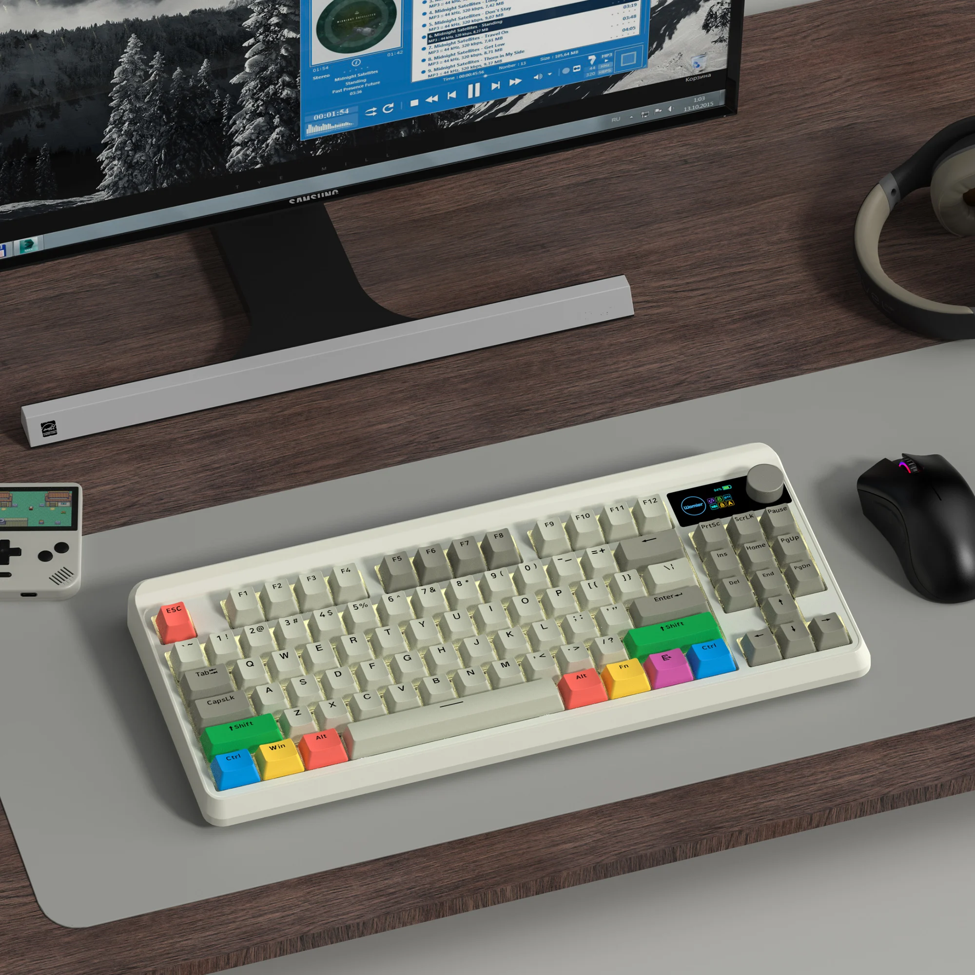 

M87 PRO Retro Grey OLED Display Knob 75% TKL Tri-Mode Wireless Mechanical Keyboard Hot Swap Gamer Keyboard RGB Backlit for Win