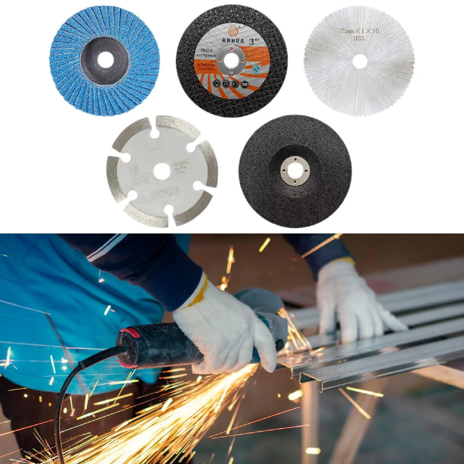 

5 Pieces Angle Grinder Cutting Discs Tool Accessories Kits for Angle Grinder