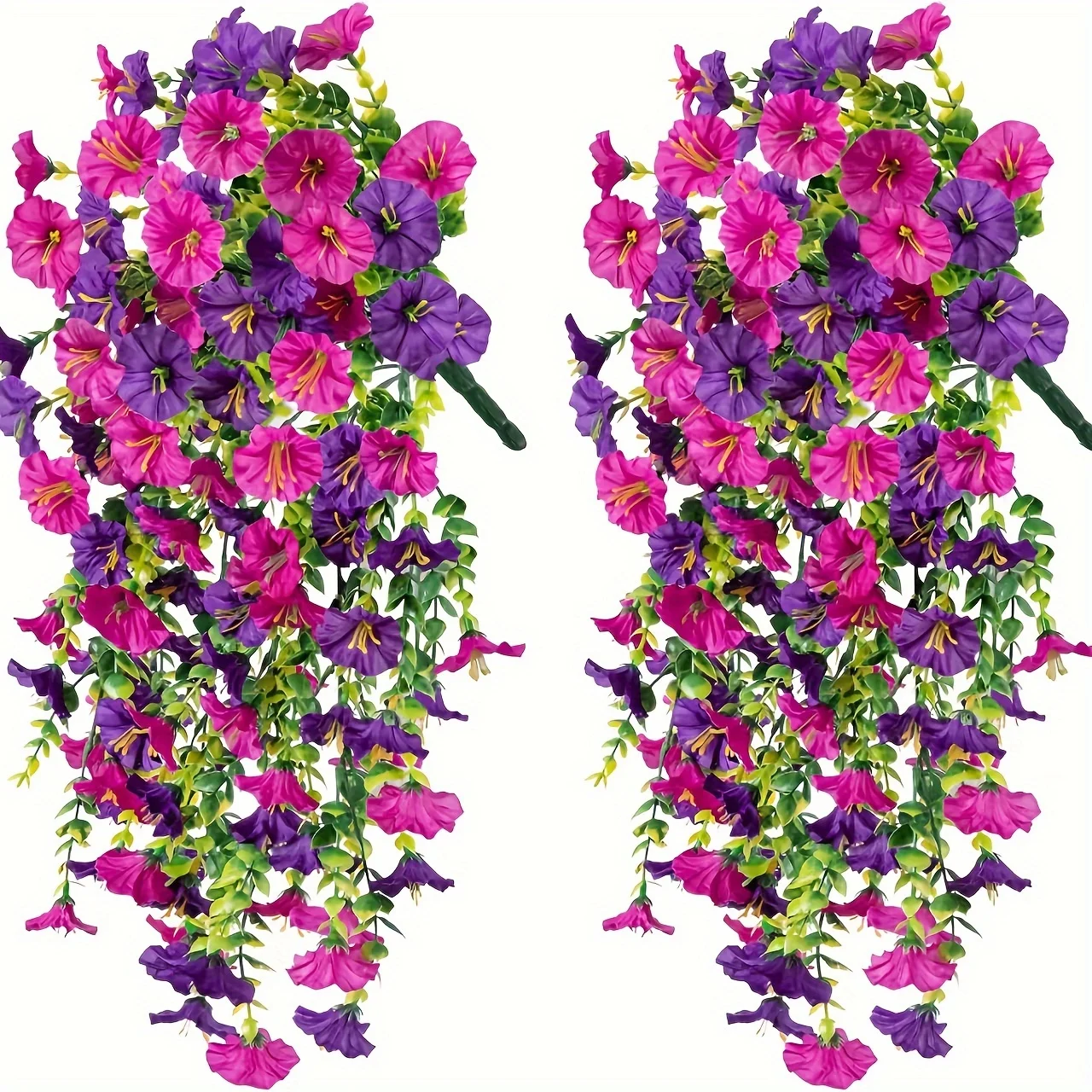 Fleurs artificielles suspendues, 2 pièces, fausses plantes suspendues résistantes aux UV, en rotin, parfaites pour la maison, le jardin, les mariages, décoration extérieure polyvalente