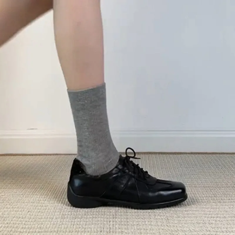 Elevated Derby Shoes Women Fashionable Trendy Pointed Toe High Heel Thick Bottomedlethical Shoe Casual Comfortable Leather Shoe