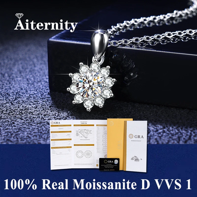 

Sterling Silver 925 Moissanite Pendant Necklace For Women Trendy Design D Color VVS Pass Diamond Test Jewelry Gift GRA