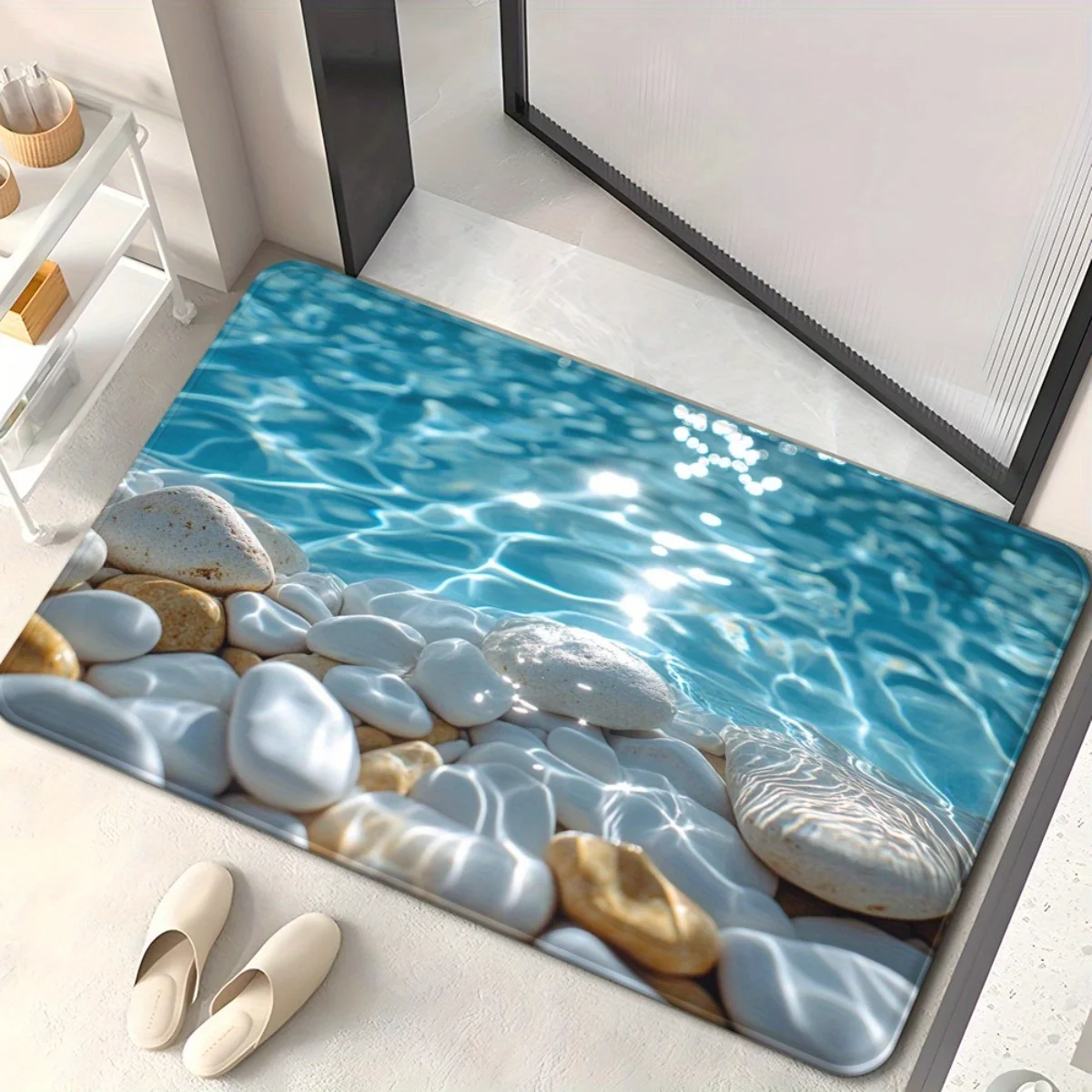 Pebble Stream Bath Mat for Relaxing Baths - Soft Underfoot Feel, Spa Inspired Decor, Comfortable Bathroom Accessories