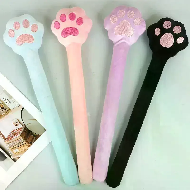 Cat Claw Shaped Cute Soft Massage Hammer Neck Shoulder Back Leg Relaxation Multi-functional Long Handle Elastic Massager 1Pcs