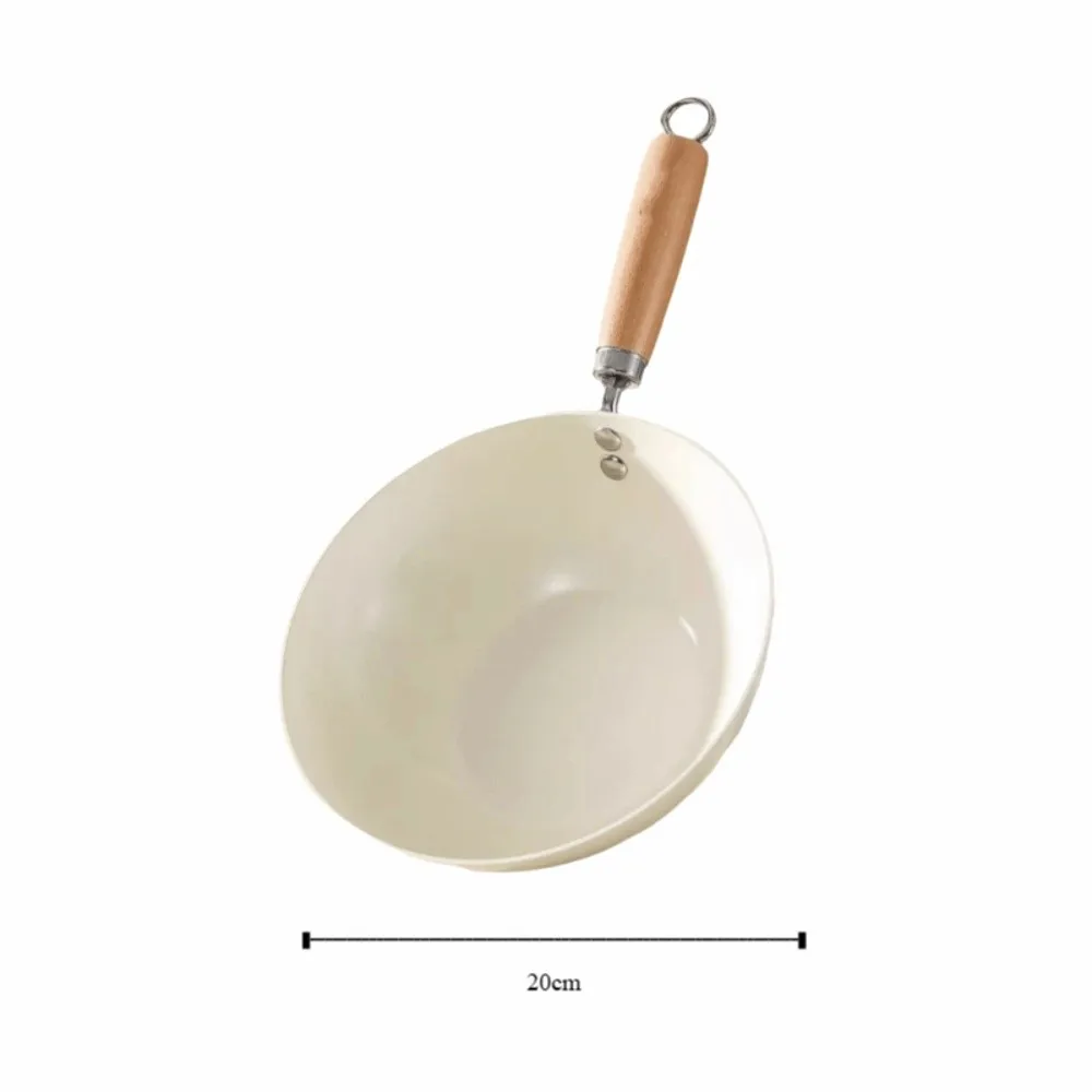 

20/24cm Frying Pan Wok with Lid Non Stick Saucepan Sauce Pot Uncoated Wooden Handle Ceramic Cooking Pot Kitchen Cookware
