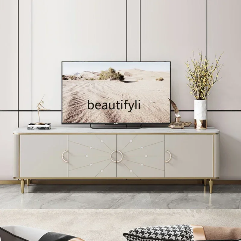 

Italian light luxury TV cabinet, living room household floor cabinet, American solid wood locker