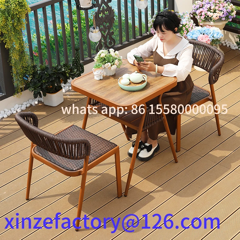 

Customizable Outdoor Balcony Full Aluminum Tea Table and Chair
