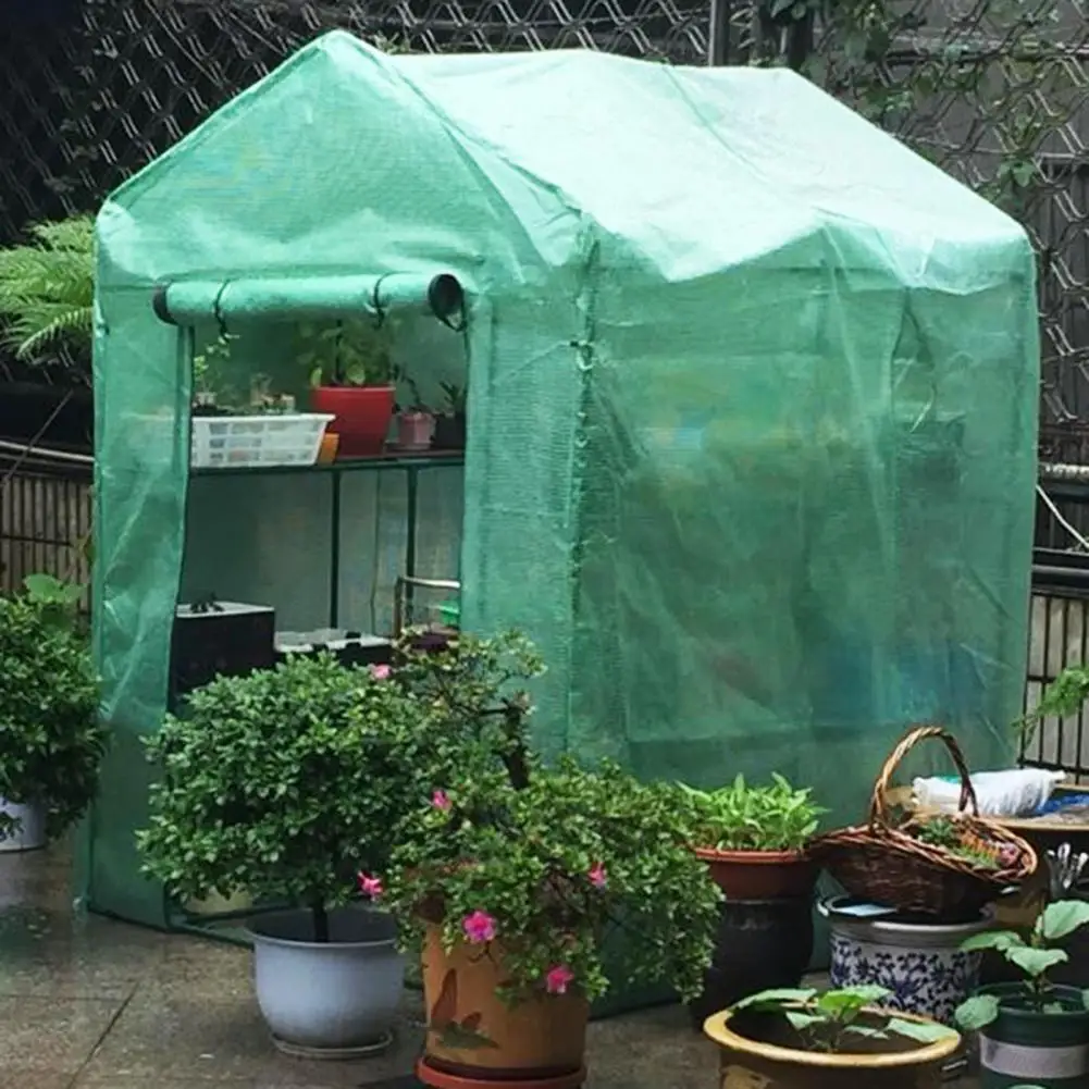 143x143x195CM GreenHouse PE Cover Wodoodporna osłona wymienna z izolacją termiczną drzwiową i przeciwdeszczowymi szklarniami przezroczysta