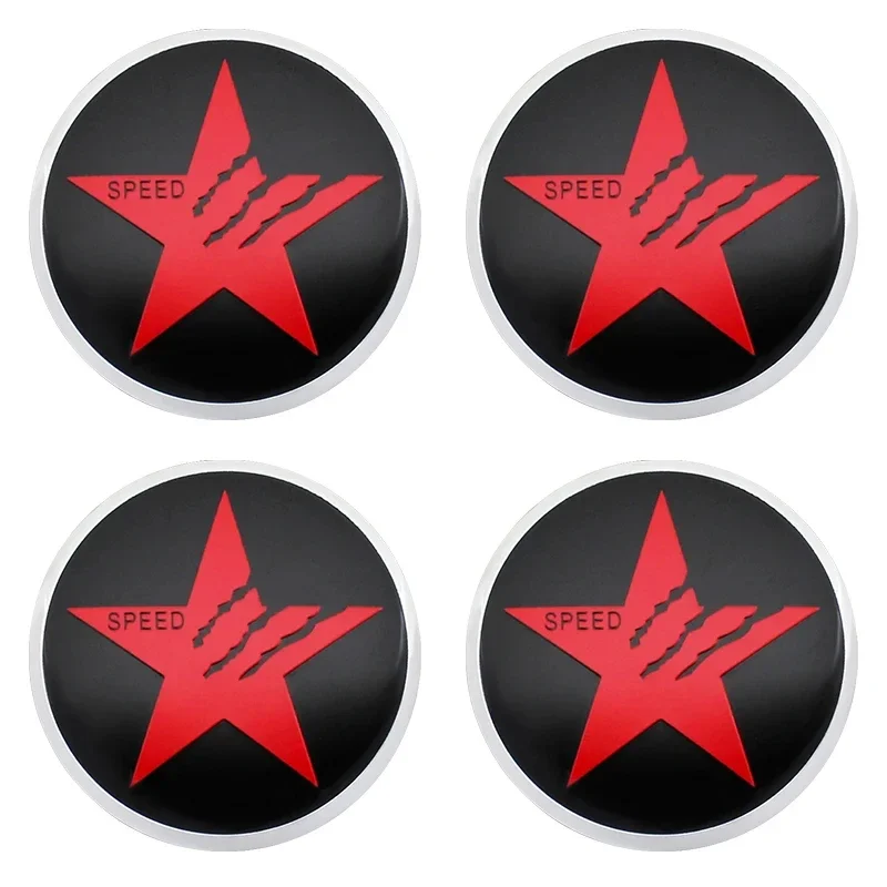 4PCS 56MM Cool SPEED Five-pointed Star Car Wheel Center Hub Caps Emblem Stickers For Hyundai Infiniti Honda Audi BMW Mazda Jeep