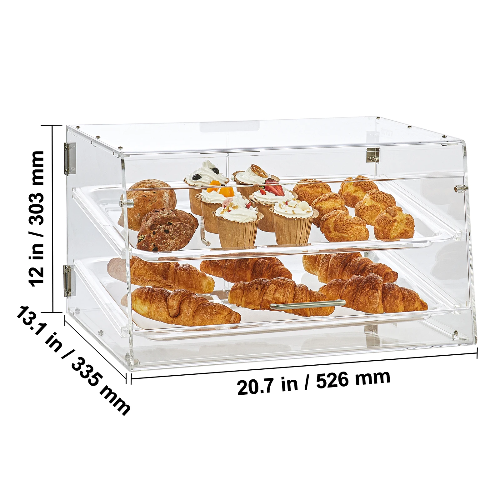 SucceBuy 2/3-Tier Commerciële Acryl Gebak Bakkerij Vitrine met Achterdeur Toegang & Verwijderbare Planken voor Donut Bagels Cake