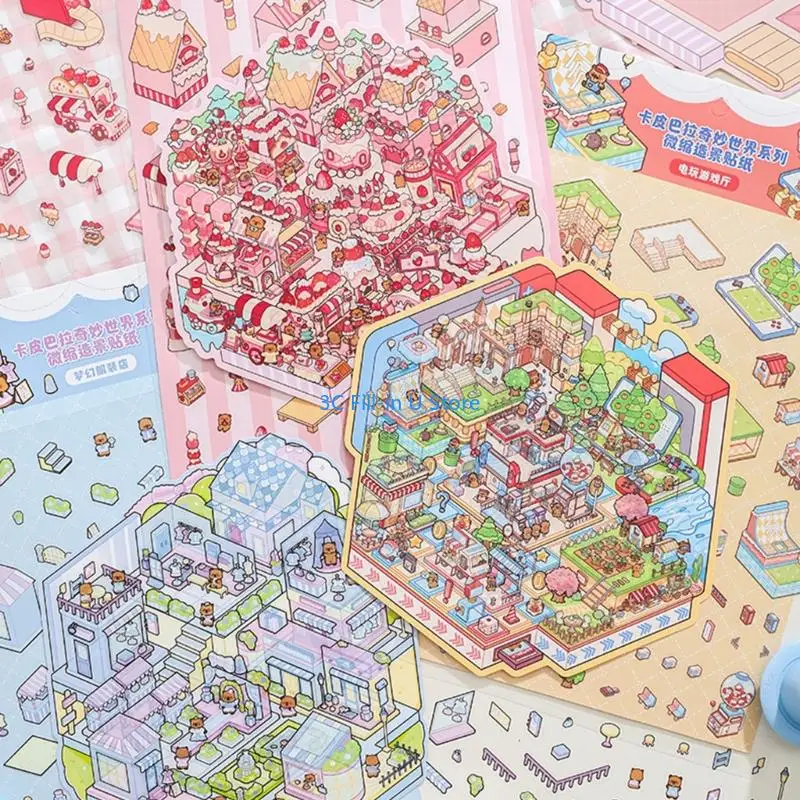 G8ta Capibala World Szene Aufkleber Miniaturisierte Landschaftsaufkleber DIY -Szene Machen Sie Aufkleber Journaling Supplies