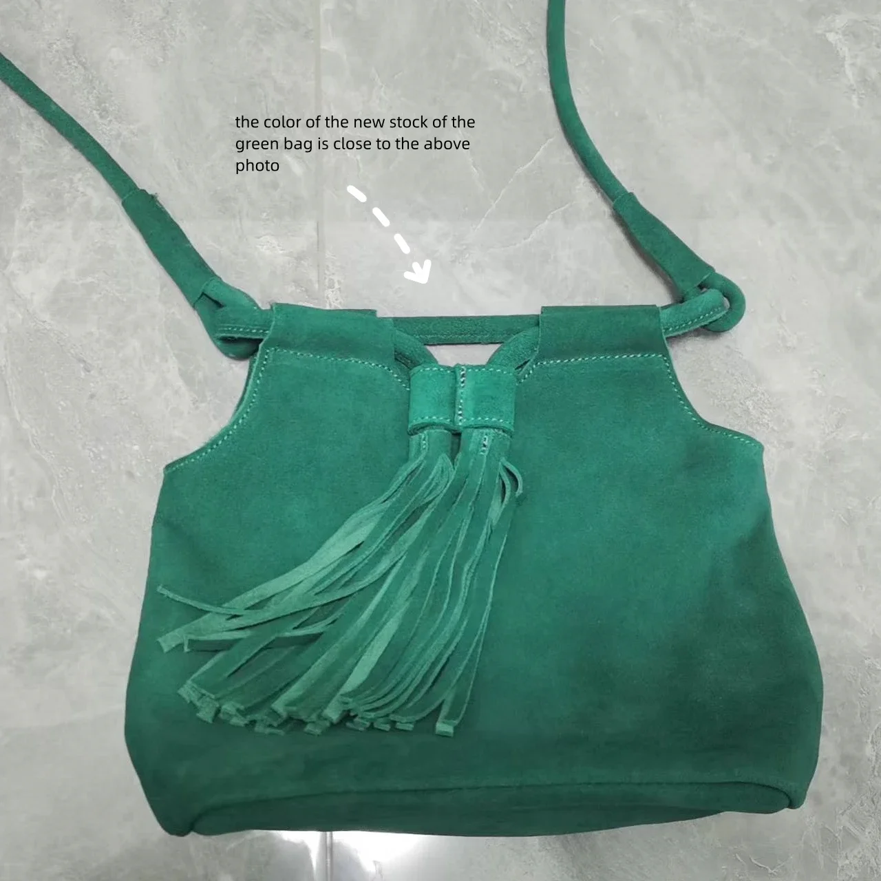 Female Stylish Genuine Leather Small Bucket Shoulder Bag Fashion Ibiza Boho Gypsy Hippie Suede Fringe Side Sling Green Pouch Bag