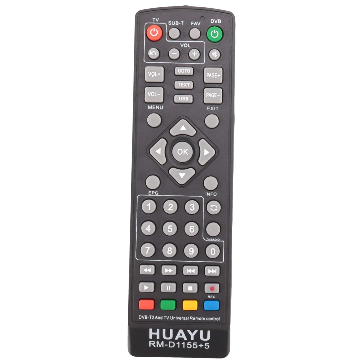 Huayu รีโมทคอนโทรลควบคุมทีวีอเนกประสงค์ Dvb-T2รีโมท Rm-D1155ตัวรับสัญญาณโทรทัศน์ดาวเทียม