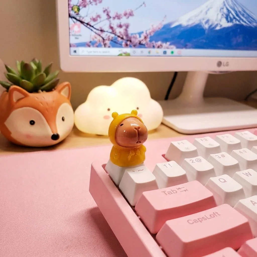 Cute Capybara Keycap Resin 3D Artisan Custom Keycaps for Mechanical Keyboard MX Switch Kawaii Cartoon Animal Anime Figure Gift