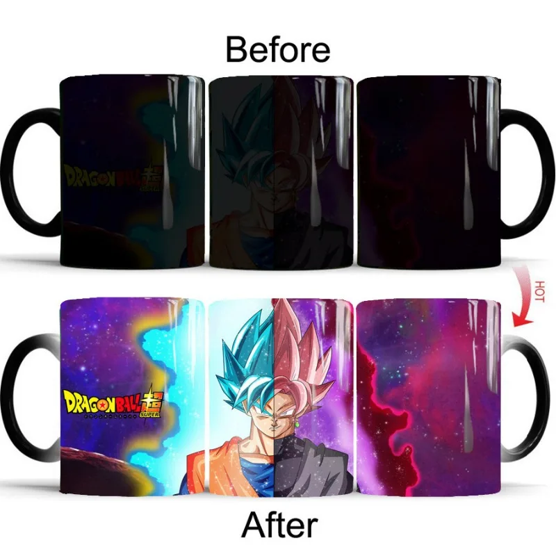 Anime Dragon Ball Goku Mug Cartoon Creative Son Goku Ceramic Cup Hot Heat Sensitive Magic Color Changing Mug Kids Birthdays Gift