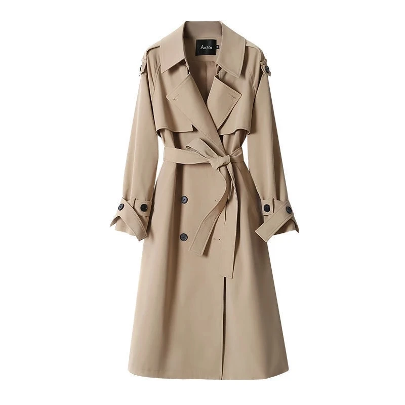 

Belt Trench Coats Women Autumn Winter New Korean Classic Double Breasted University Style Loose Long Female Clothing Outwear