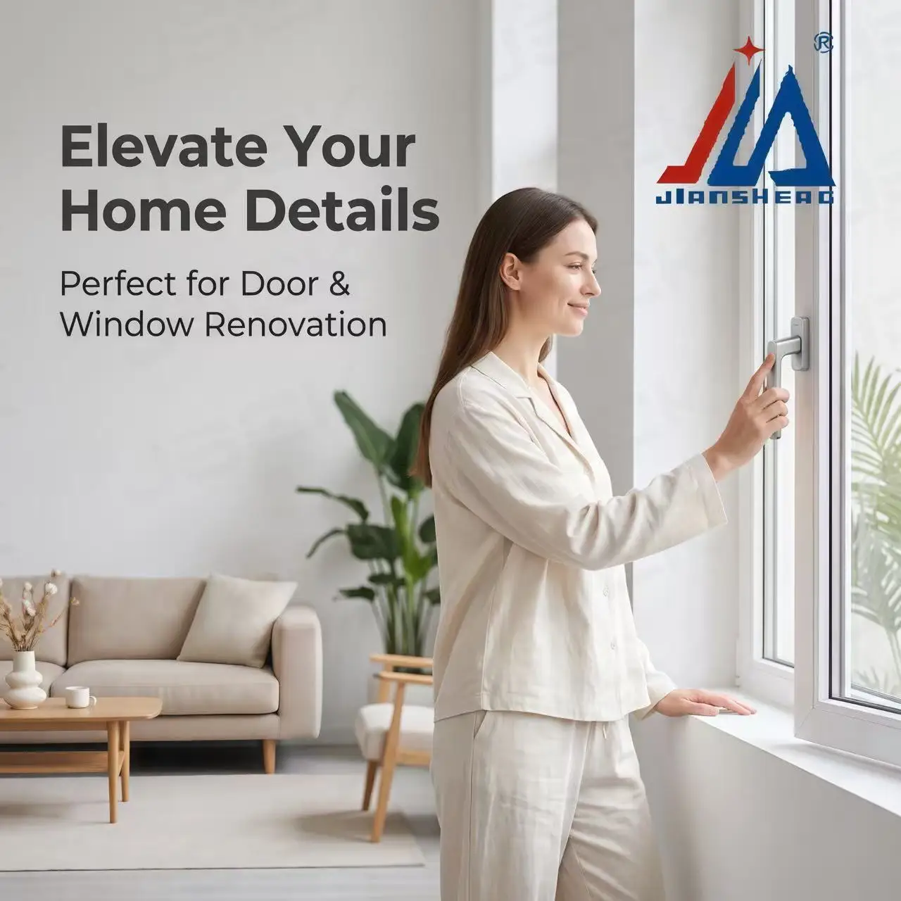Minimalist Aluminum Casement Window Lever Handle Matte Anti-Fingerprint Thermal Break Window Hardware Replacement Fittings