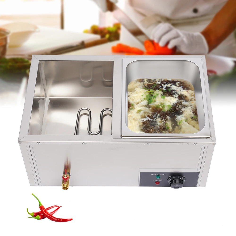 

850W 2-Pan Food Warmer Buffet Table Steamer Wet Heat Countertop Commercial 2*10L