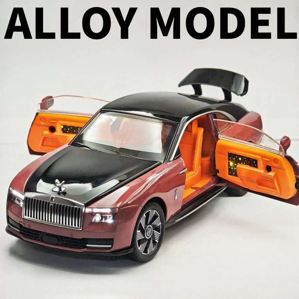 

1:24 Rolls Royce Spectre Phantom Toys, миниатюрный автомобиль, литая под давлением модель из сплава, звук, свет, переднее колесо, рулевое управление, подарок другу
