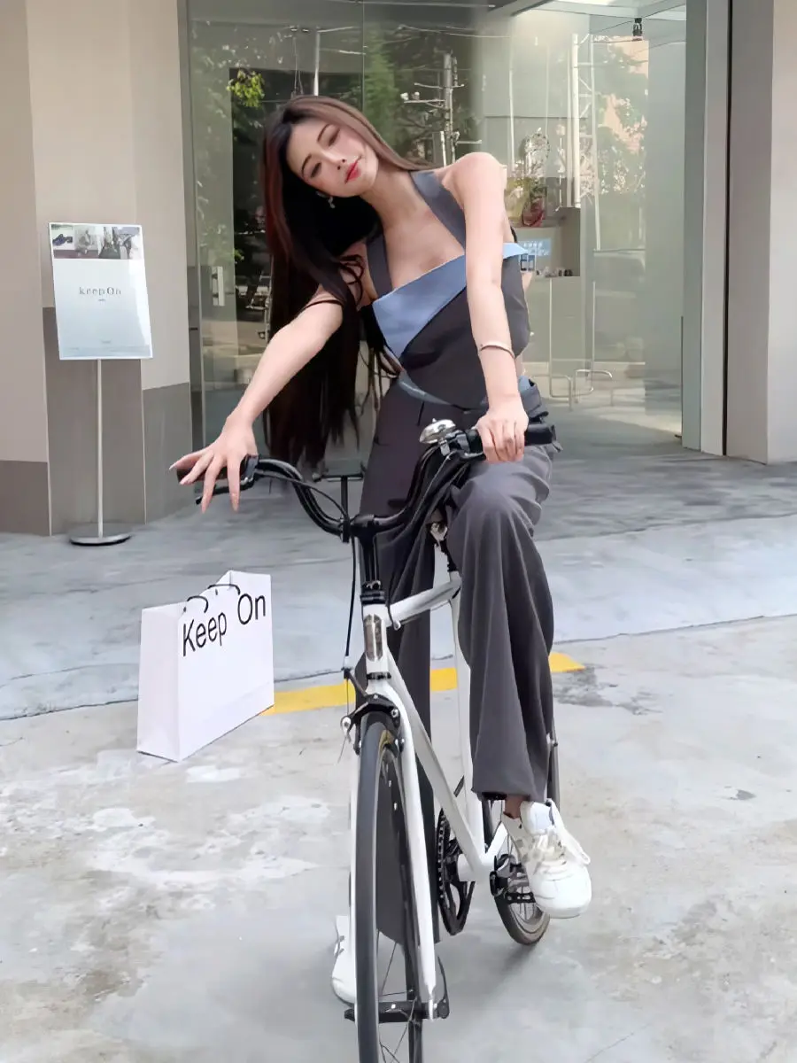 Summer New Hot Girl Fashion Suit, Irregular Color-blocking Tube Top, Loose Casual Wide-leg Pants