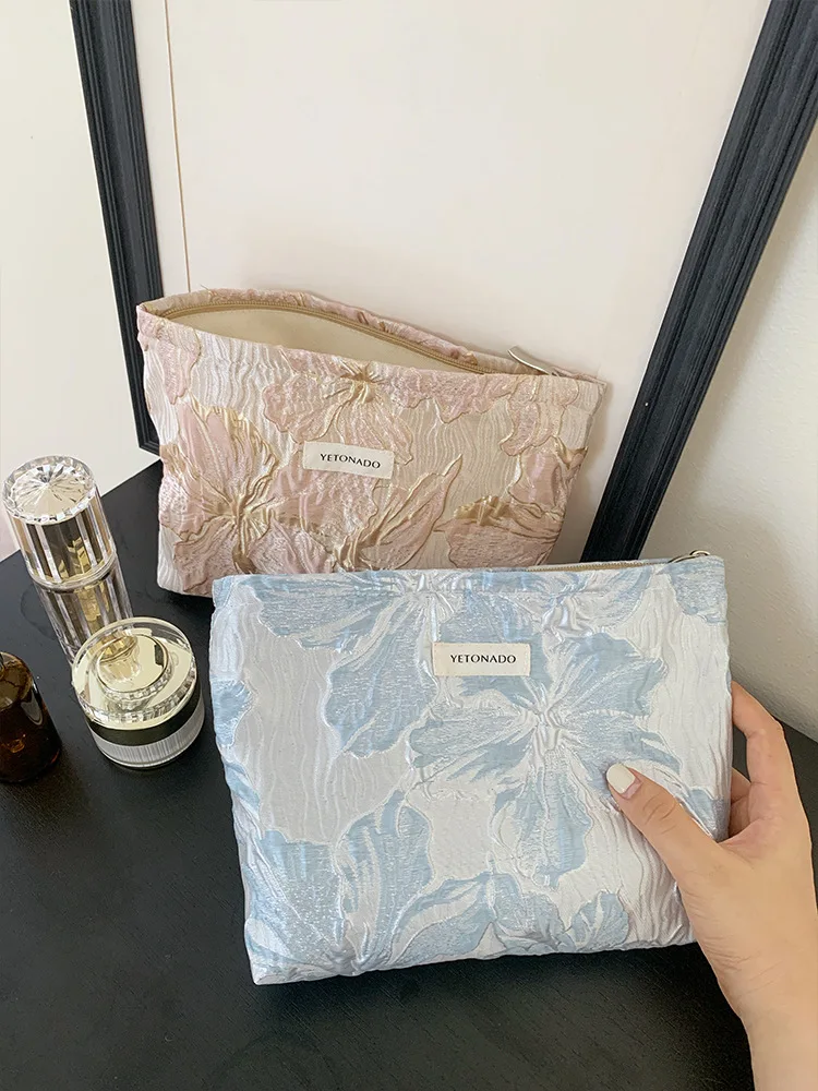 L/M/S relief Jacquard sacs de maquillage femmes sac cosmétique femme pochette trousse de toilette pochette de maquillage voyage organisateur cosmétique