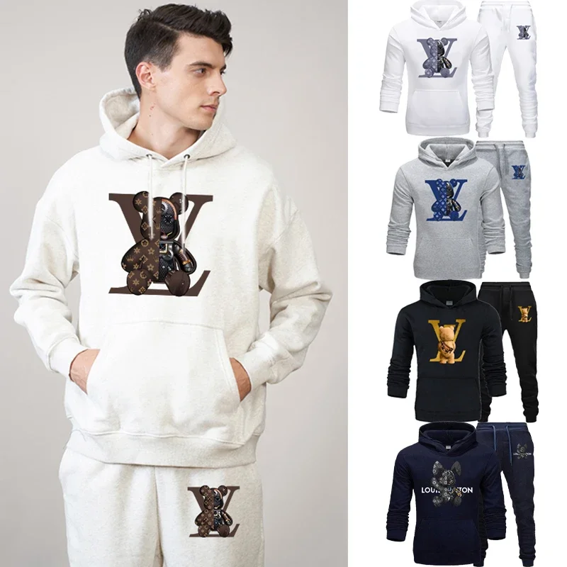 

Men's clothing Autumn and winter classic hoodie + jogging pants suit casual daily fashion lovers sportswear two-piece set